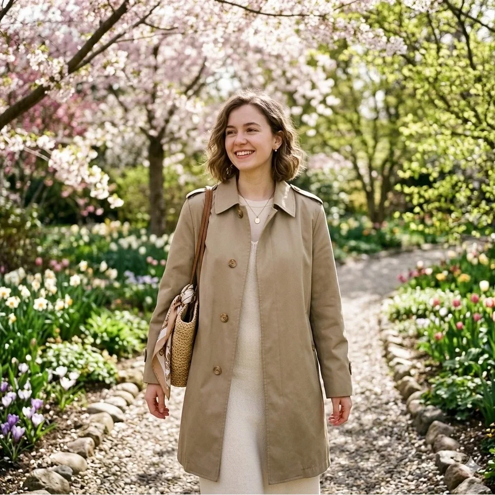 Misty Harbor Classic Tan Trench Coat‎ - Lined & Elegant
